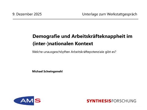 AMS-Werkstattgespraech: Demografie und Arbeitskräfteknappheit im (inter-)nationalen Kontext (Folienvortrag)