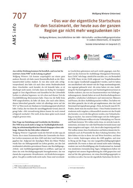 Interview mit WBI Leoben zum Thema Arbeitsmarktpolitik und Kreislaufwirtschaft