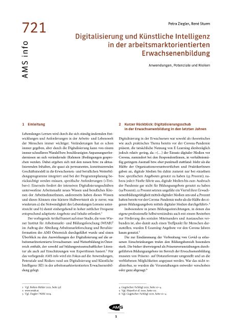 Publikation zur Digitalisierung und Künstlichen Intelligenz in der arbeitsmarktorientierten Erwachsenenbildung