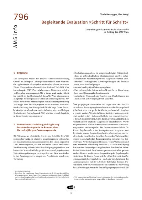 Kurzfassung zur Studie Begleitende Evaluation »Schritt für Schritt«