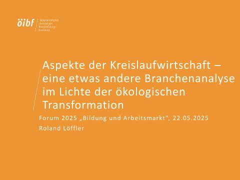 Vortrag zu den Aspekten der Kreislaufwirtschaft – eine etwas andere Branchenanalyse im Lichte der ökologischen Transformation